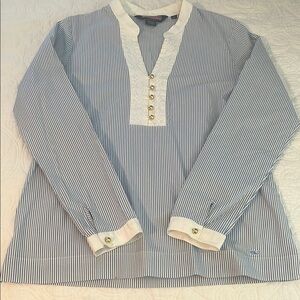 Vineyard Vines Navy and White Striped Button Down Shirt